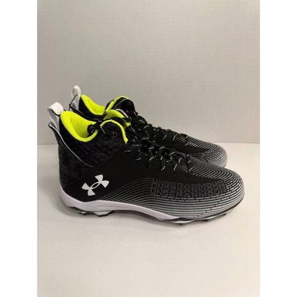 .10000 Under Armour Mens Cleats Black/Yellow MC 2.0 Fooball Cleats-US 10.5 Mens - Picture 1 of 5